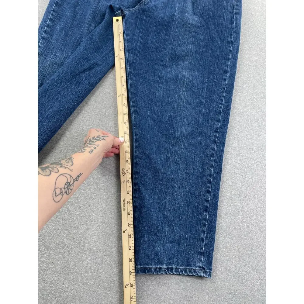 y2k Vintage LEE Jeans Womens 16P Blue High Rise Mom Bareback Side Elastic Waist